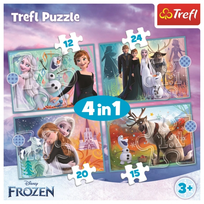 TREFL Puzzle Ledové království: Úžasný svět 4v1 (12,15,20,24 dílků)