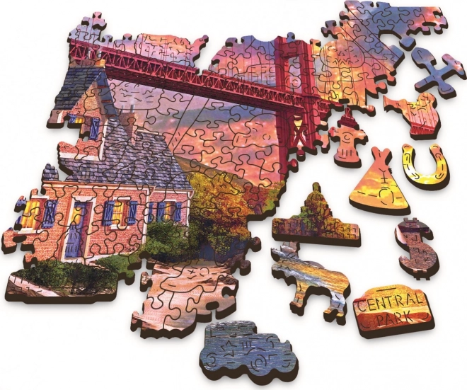 Dřevěné puzzle západ slunce nad Golden Gate