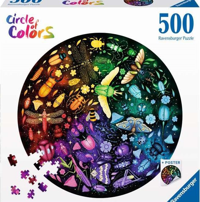 RAVENSBURGER Kulaté puzzle Kruh barev: Svět hmyzu 500 dílků