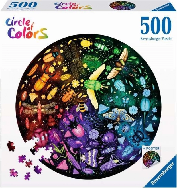 RAVENSBURGER Kulaté puzzle Kruh barev: Svět hmyzu 500 dílků