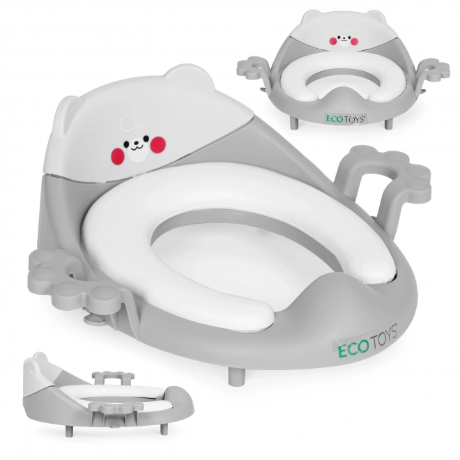 Dětská toaletní sedátko s držáky a měkkým polštářem šedé ECOTOYS