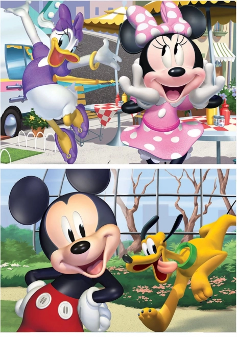 EDUCA Dřevěné puzzle Mickey a přátelé 2x25 dílků