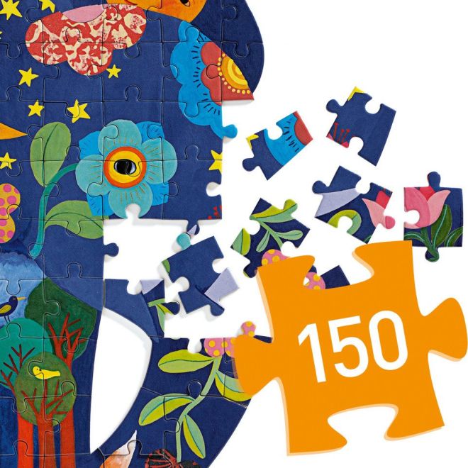 DJECO Obrysové puzzle Slon 150 dílků