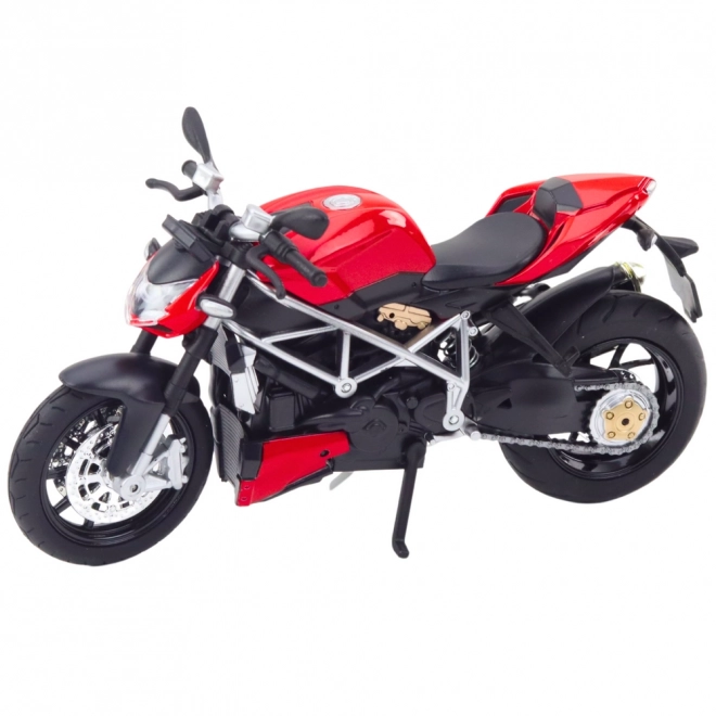 Kovový sportovní motocykl s efekty červený 1:12