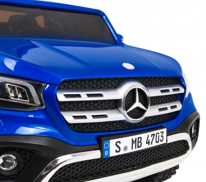 Mercedes Benz třídy X pro děti Modrá barva + dálkové ovládání + 4x4 + MP4 + nosič zavazadel + EVA