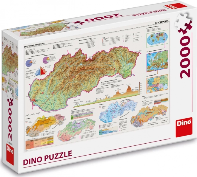 Puzzle Mapa Slovenska 97x69cm 2000 dílků v krabici 32x23x7cm