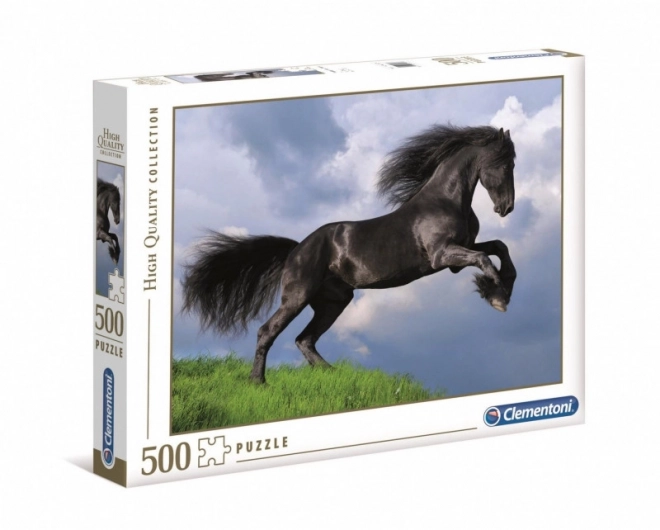 Puzzle 500 prvků HQ Fríský černý kůň