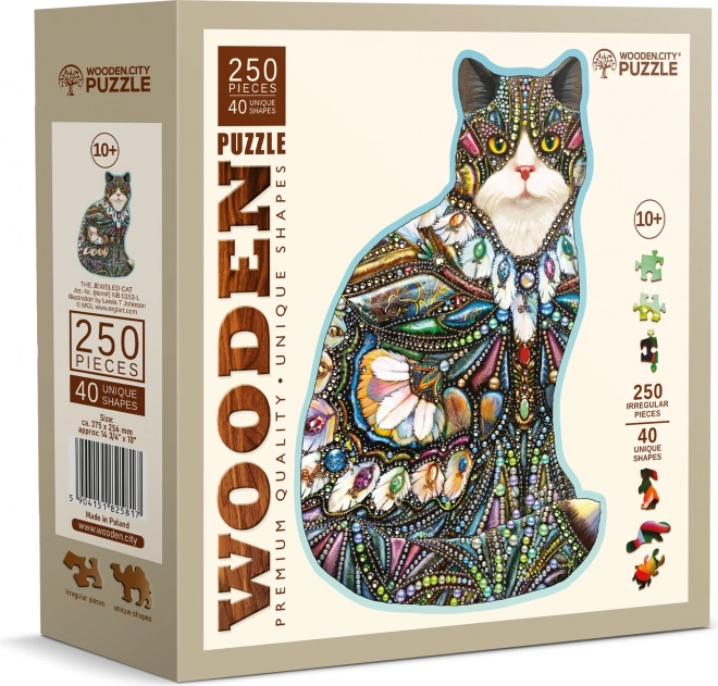 WOODEN CITY Dřevěné puzzle Ozdobená kočka 250 dílků