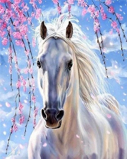 Sada na diamantové malování - bílý kůň