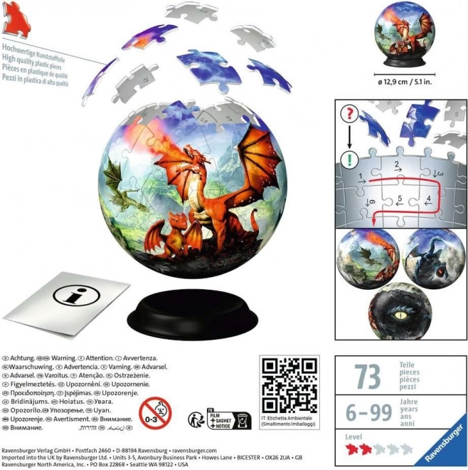 RAVENSBURGER Puzzleball Mystický drak 73 dílků