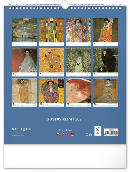 Nástěnný kalendář Gustav Klimt 2024, 30 × 34 cm