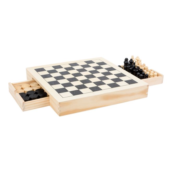 Small Foot Dřevěné kompaktní šachy 3v1