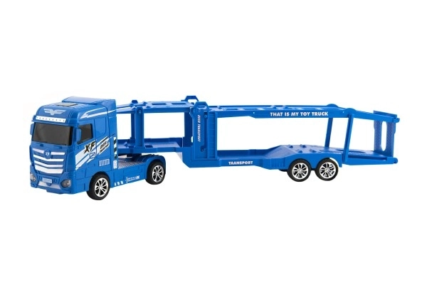 Auto kamion přepravník plast 35cm na setrvačník na baterie se světlem se zvukem v krabici 40x13x9cm
