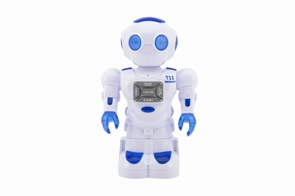 Robot jezdící plast 27cm Ang. mluvící na baterie se světlem se zvukem v krabici 18x28x11,5cm