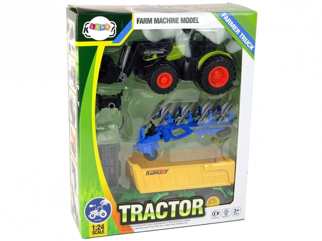 Tractor Set Zemědělské stroje Semi-trailer Světla Zvuk 6 Elem