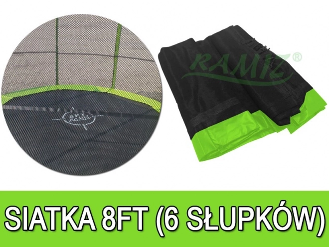 SkyRamiz Zelená bezpečnostní síť pro zahradní trampolínu 244 cm/8FT 6 sloupkových tunelů