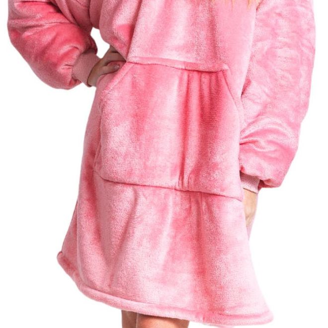 Cozy Noxxiez CH356 Růžová - hřejivá televizní mikinová deka s kapucí pro teenagery a dospělé