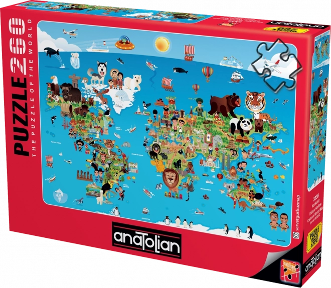 ANATOLIAN Puzzle Kreslená mapa světa 260 dílků