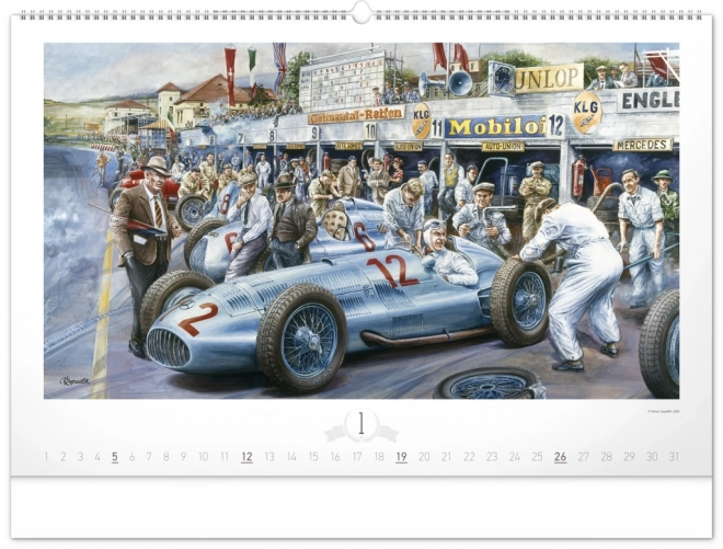 NOTIQUE Nástěnný kalendář Oldtimers – Václav Zapadlík 2025, 64 x 42 cm