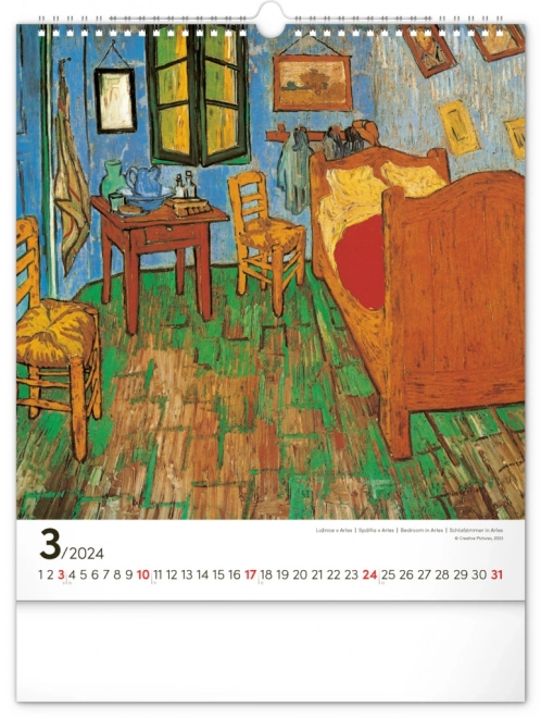 Nástěnný kalendář Vincent van Gogh 2024, 30 × 34 cm