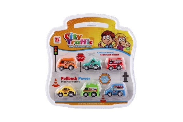 Sada auto mini 6ks plast 5cm na zpětné natažení v blistru