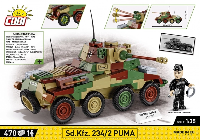 COBI 2287 II WW Sd. Kfz 234/2 Puma, 1:35, 470 k, 1 f