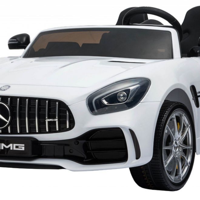 Mercedes-Benz GT R pro děti Bílá barva + pohon 4x4 + ventilace + dálkové ovládání + EVA + MP3 LED