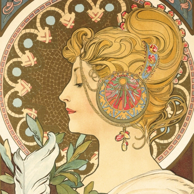 Poznámkový kalendář Alfons Mucha 2025, 30 × 30 cm