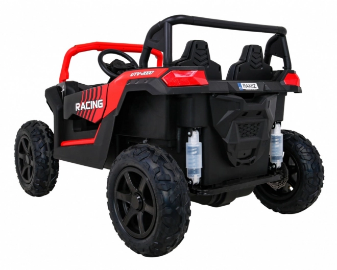 Silná závodní čtyřkolka buggy pro 2 děti Červená + Střídavý motor + Nafukovací kola + LED audio