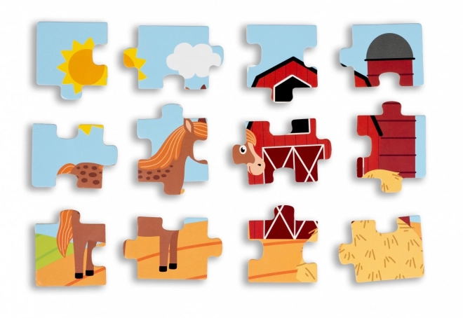 Dřevěné puzzle - život na vesnici