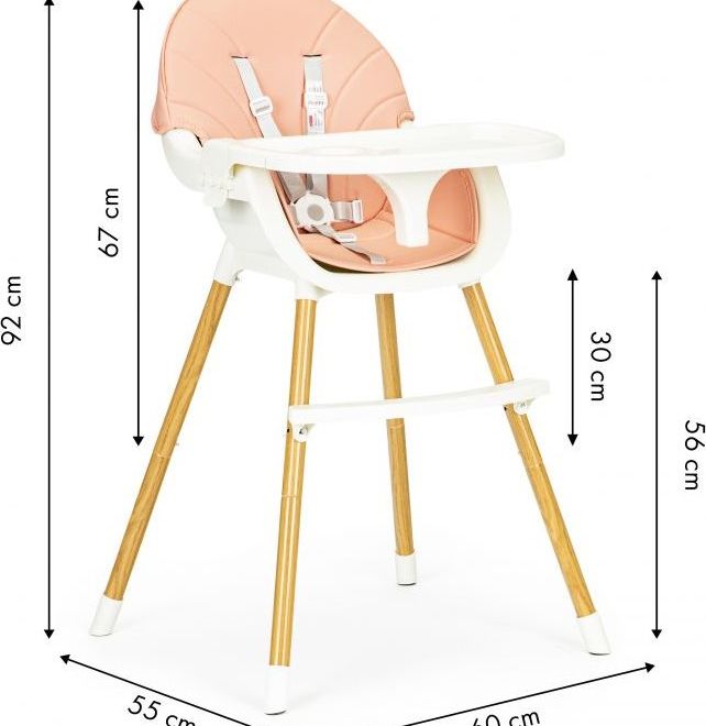 ECOTOYS Jídelní židlička 2v1 Růžová