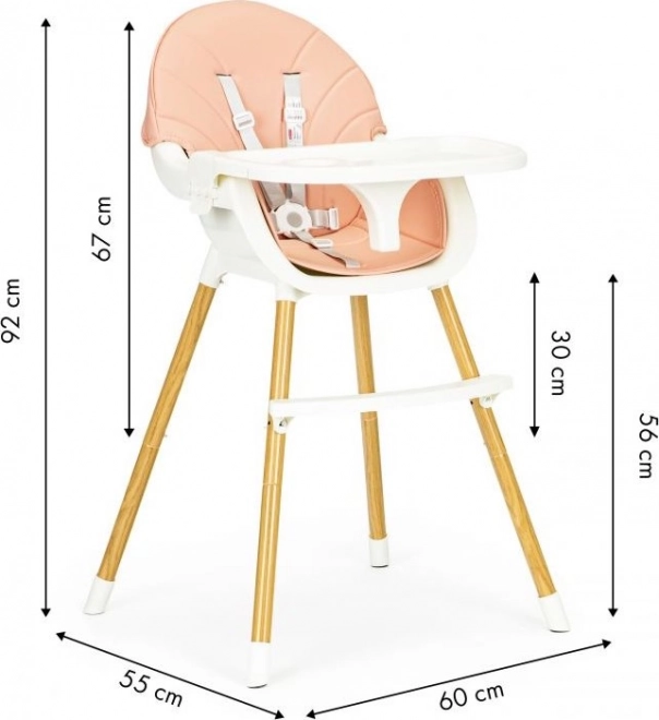 Ecotoys Jídelní židlička 2v1 Růžová