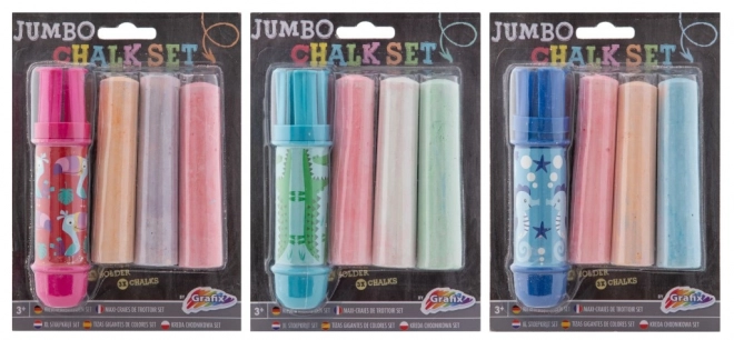 Chodníkové křídy Jumbo + držík 3 ks