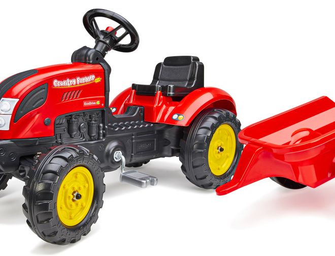 Traktor šlapací Country Farmer s valníkem červený