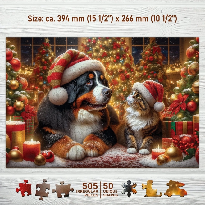 WOODEN CITY Dřevěné puzzle Kočka a pes 505 dílků