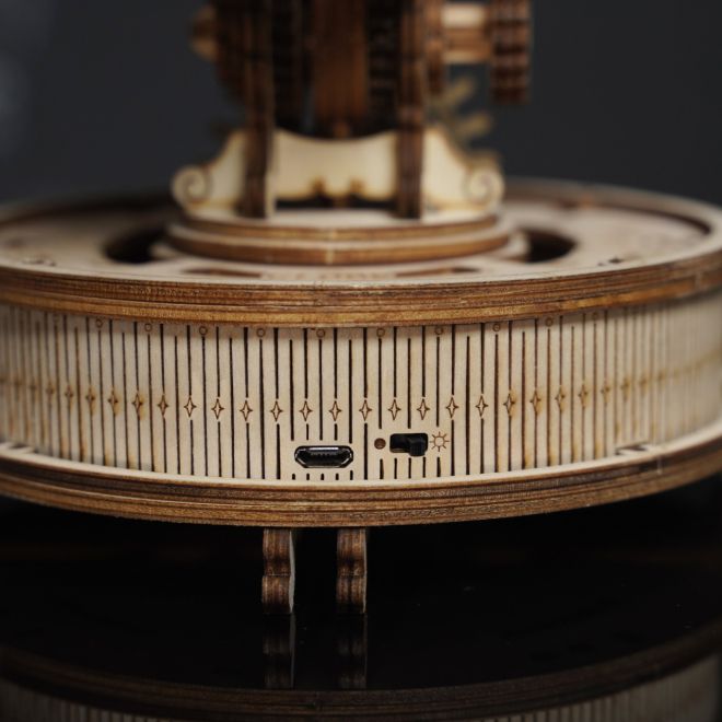 RoboTime 3D dřevěné mechanické puzzle Svítící glóbus