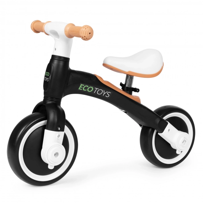Odrážedlo s pedály a postranními kolečky černé ECOTOYS