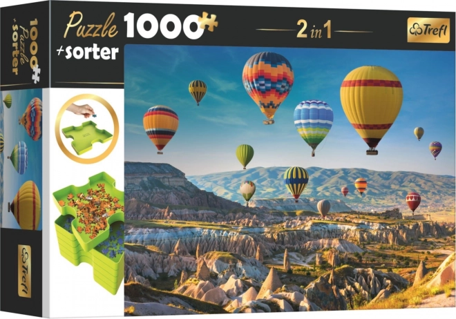 TREFL Puzzle s třídičem 2v1 Balóny nad Kapadokií 1000 dílků