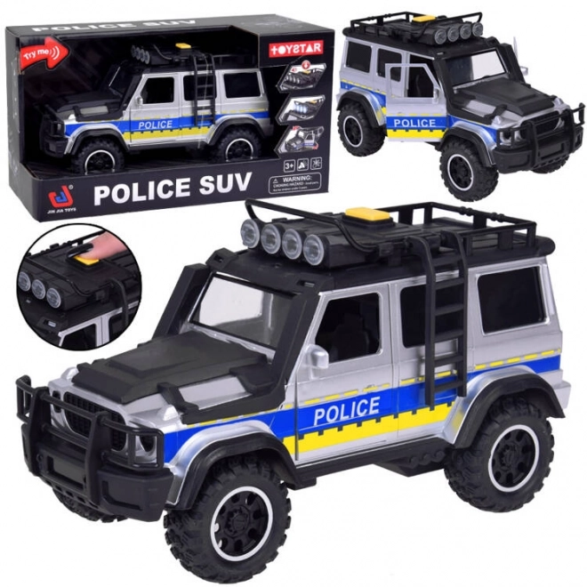 Policie terénní auto s pohonem, světly a zvuky