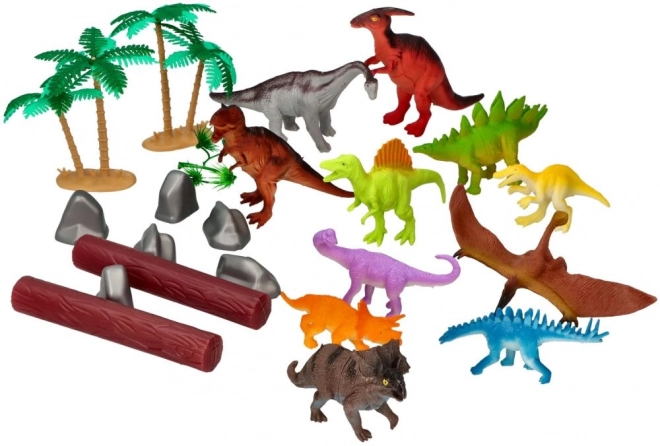 Sada figurek a doplňků s motivem dinosaurů, 30 kusů.