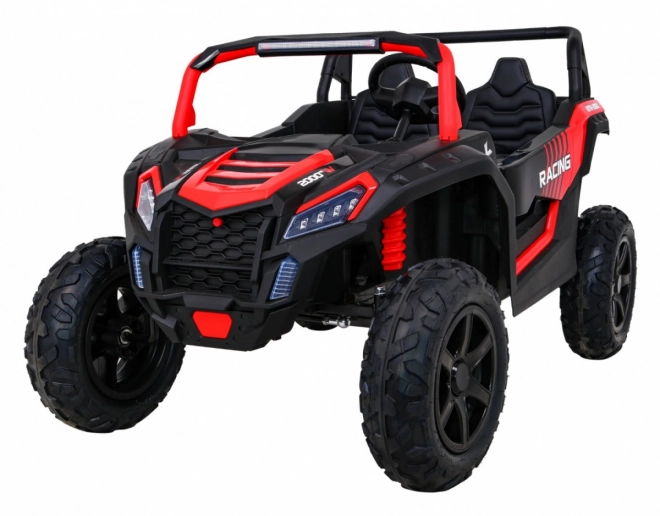 Silná závodní čtyřkolka buggy pro 2 děti Červená + Střídavý motor + Nafukovací kola + LED audio