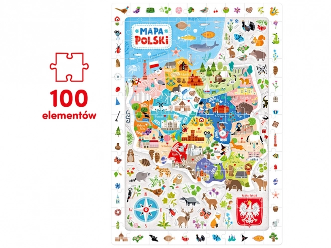 Pozorovací puzzle - Mapa Polska 100 prvků