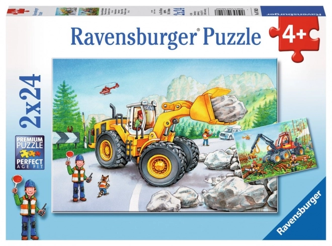 RAVENSBURGER Puzzle Těžká technika v akci 2x24 dílků