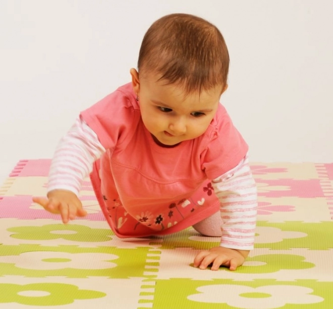 Pěnové BABY puzzle Zelené kytičky B (29,5x29,5)