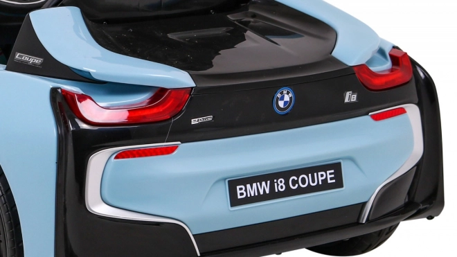 BMW I8 Lift Battery Car Blue + dálkové ovládání + pomalý start + 3bodové pásy + MP3 USB + LED dioda