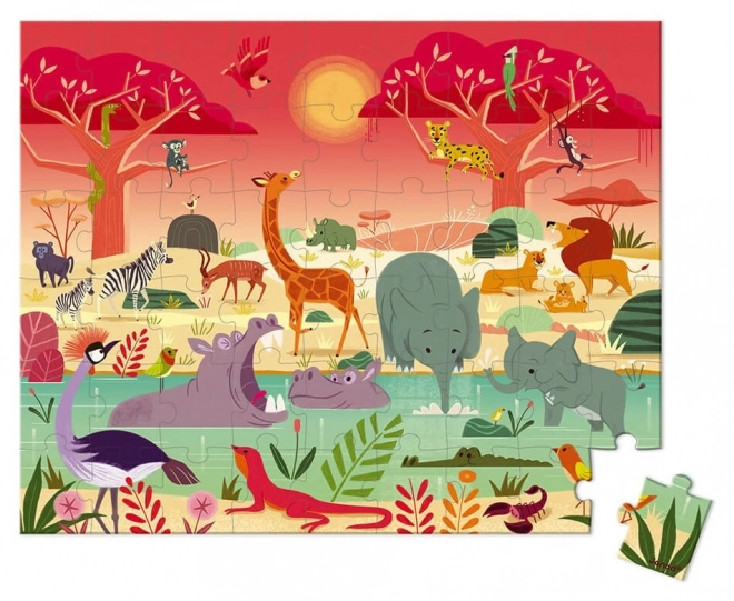 JANOD Puzzle v kufříku Savana 54 dílků