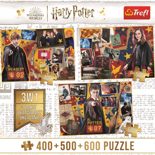 TREFL Puzzle Harry Potter: Ron, Hermiona a Harry 400 + 500 + 600 dílků