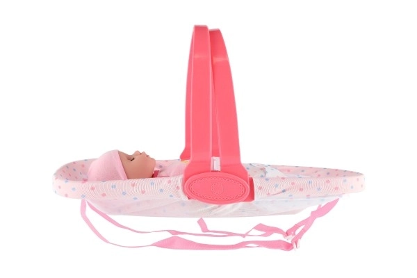 Panenka/miminko s nosítkem mrkací čurající plast 36cm pevné tělo s doplňky na bat. se zvukem v sáčku