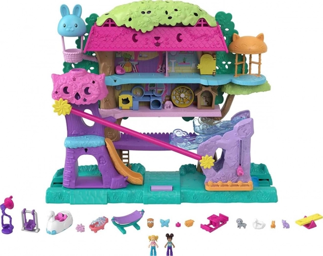 Polly Pocket Sada figurek Zvířecí dobrodružství Domeček na stromě