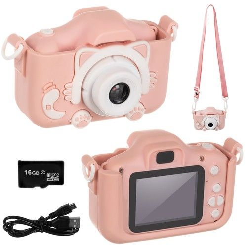 Dětský digitální fotoaparát s motivem kočičky – Růžový
